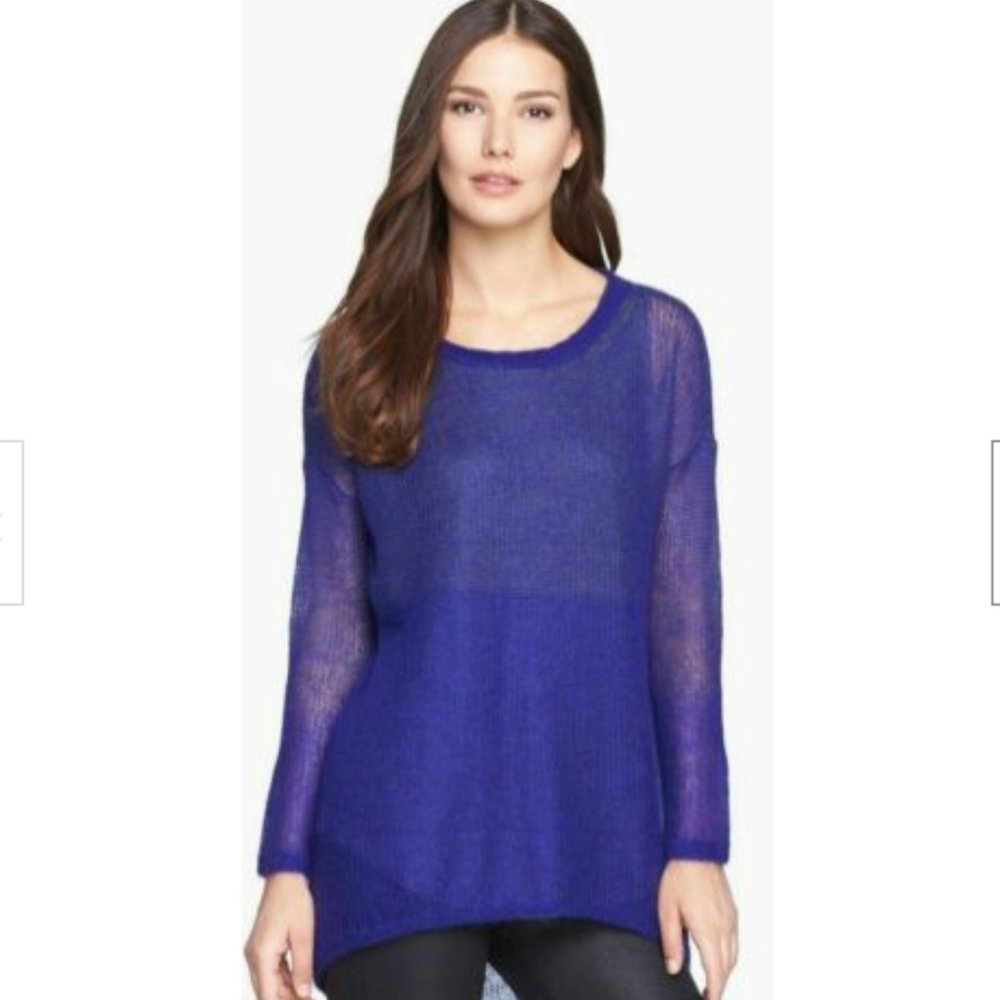 EILEEN FISHER Purple Mohair Blend Tunic Sweater L
